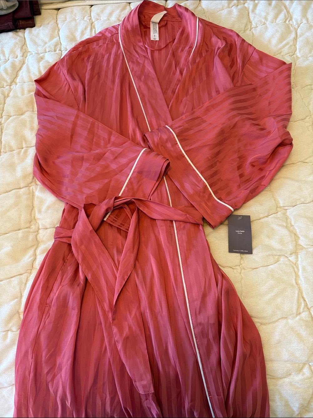 Auden Satin Striped Wrap Robe- NWT